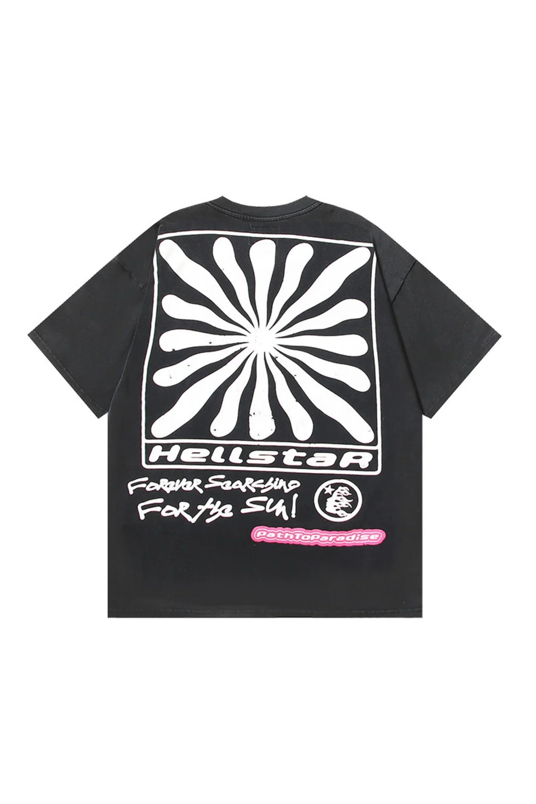 Dark Style: Pink Text Sun's Smile, Black Shirt