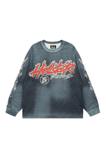 Flame Text Long Sleeve Shirt