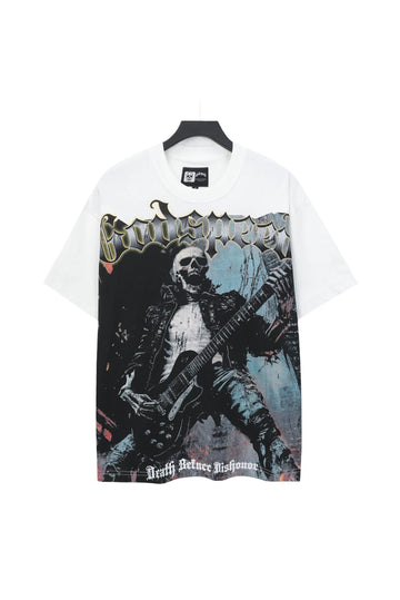 Skeleton Rock Guitar White T-shirt