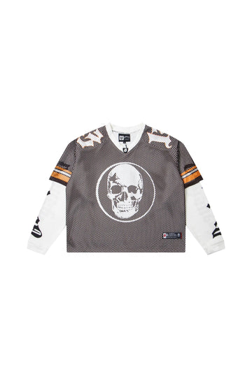 TD layered mesh  series brown/white orange shirt