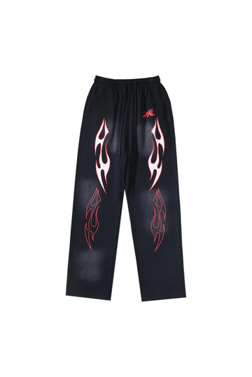 HS Studios flame casual sports pants black