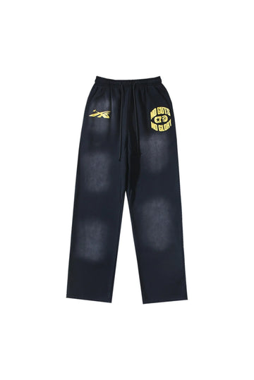 HS Studios logo washed casual sports pants black
