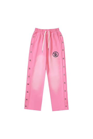HS Studios' new side button logo casual sports pants! pink