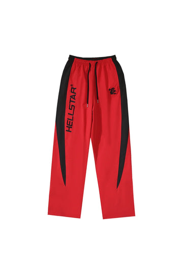 HSStudios Embroidered Splicing Logo Sports Pants in Red