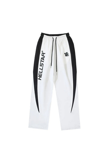 HS Studios Embroidered Splicing Logo Sports Pants White