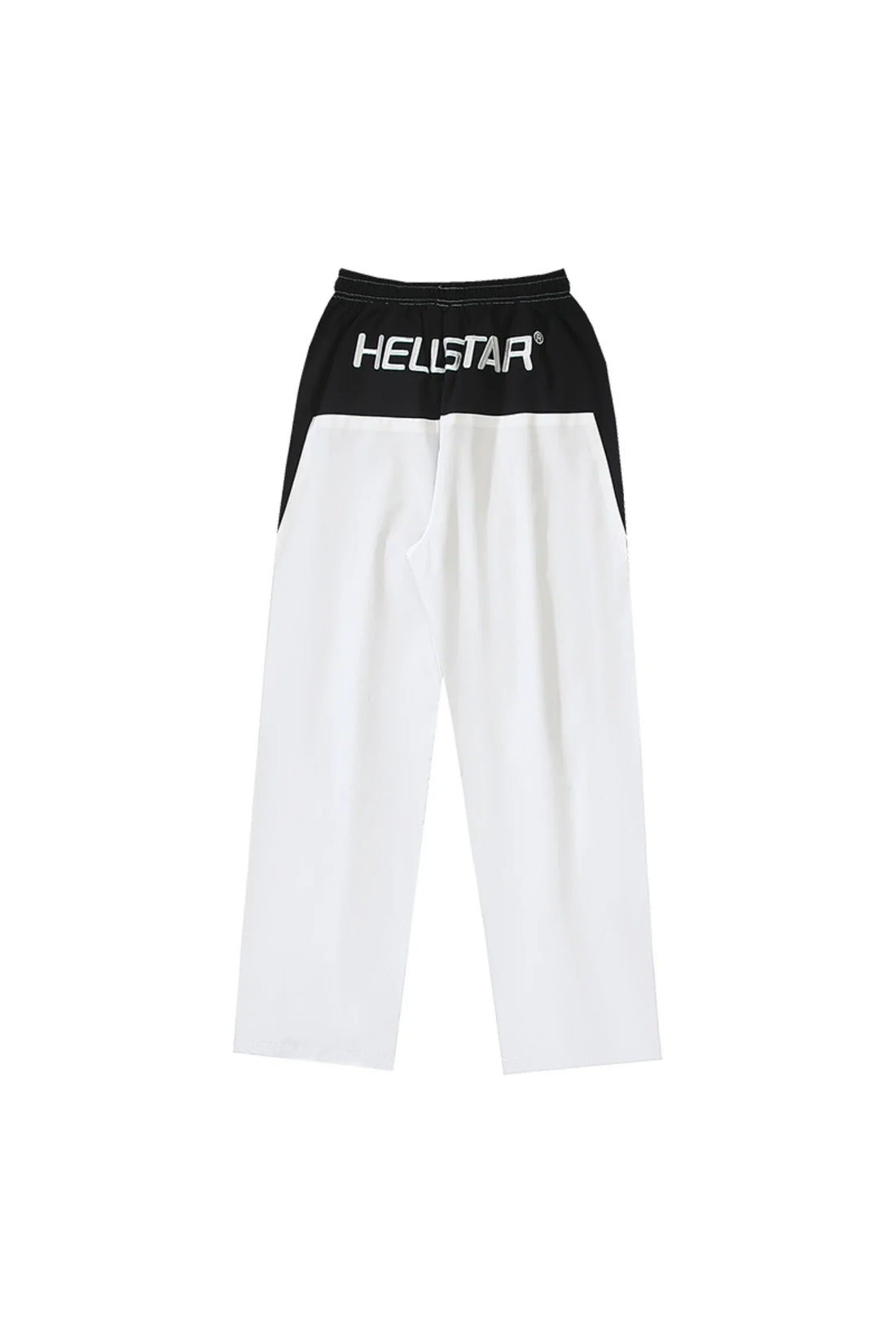 HS Studios Embroidered Splicing Logo Sports Pants White